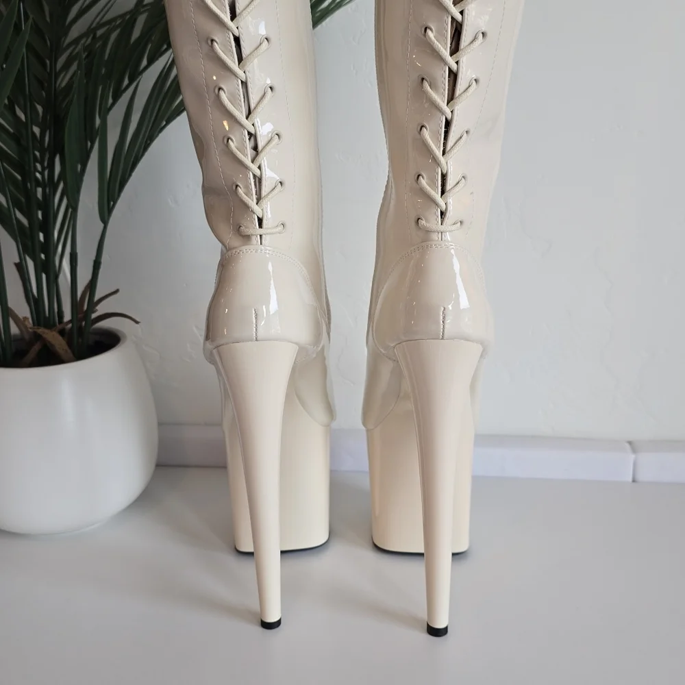 NWOB Hella Heels No Angel Corset Lace Thigh High Boot 8" Heel Protectors READ - Picture 9 of 13